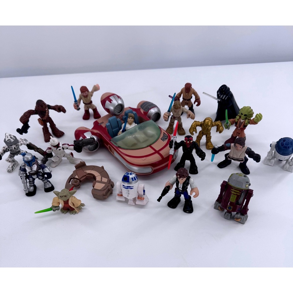 Hasbro Star Wars Galactic Heroes Figure Lot Landspeeder Vader Yoda Han Solo Good